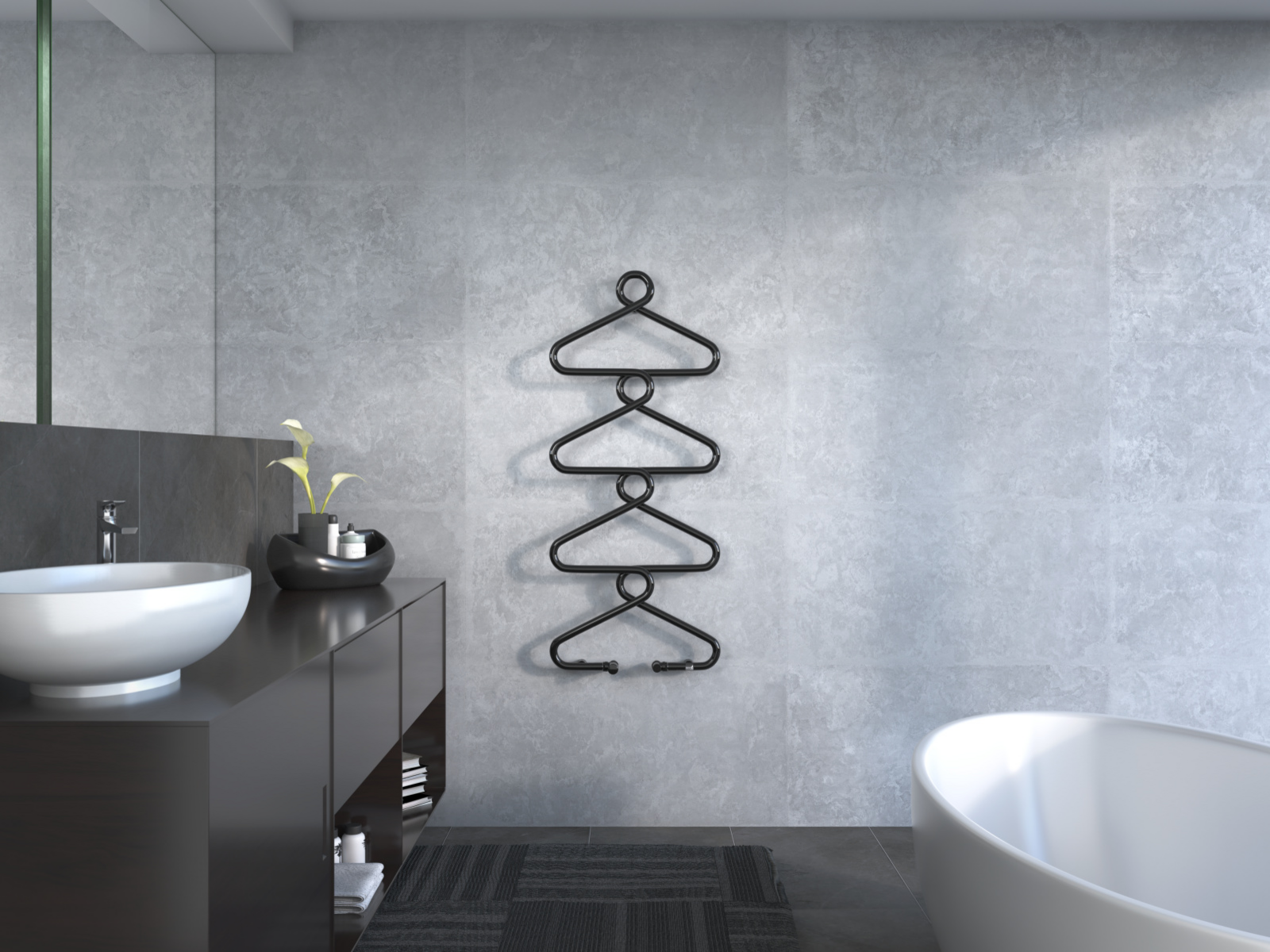 Zehnder_RAD_Archibald-HY_120_050_JetBlack_Milieu_bathroom Rendering Zehnder Archibald Decorative radiator