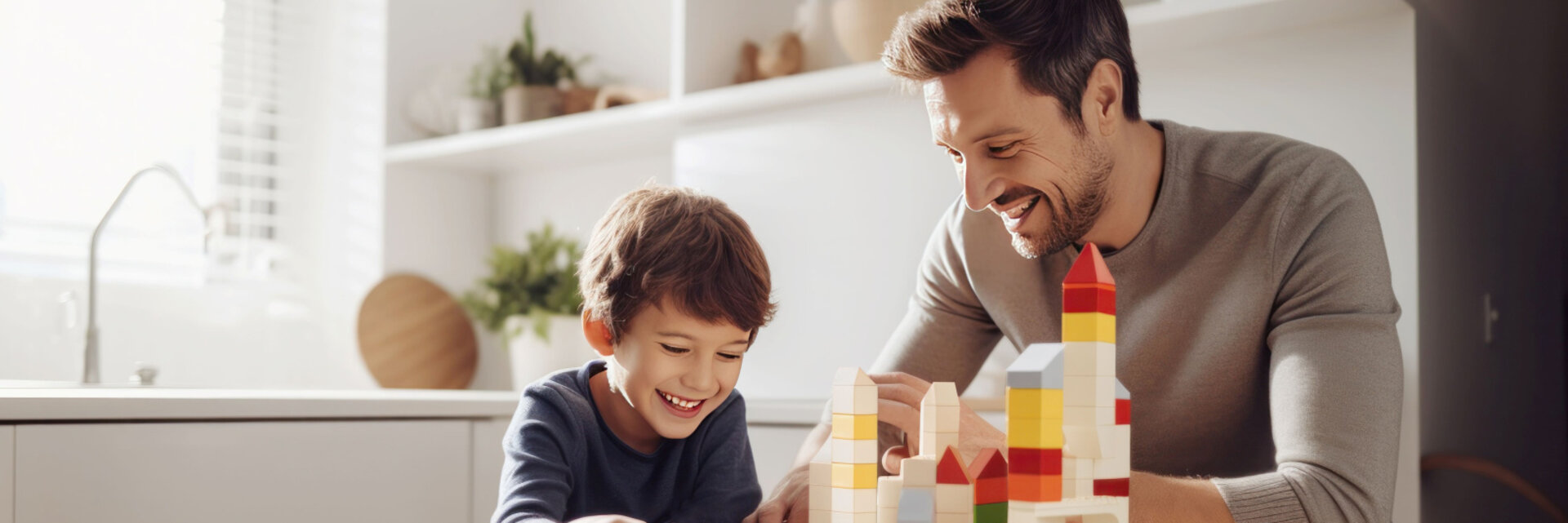 zehnder brand father and son playing 