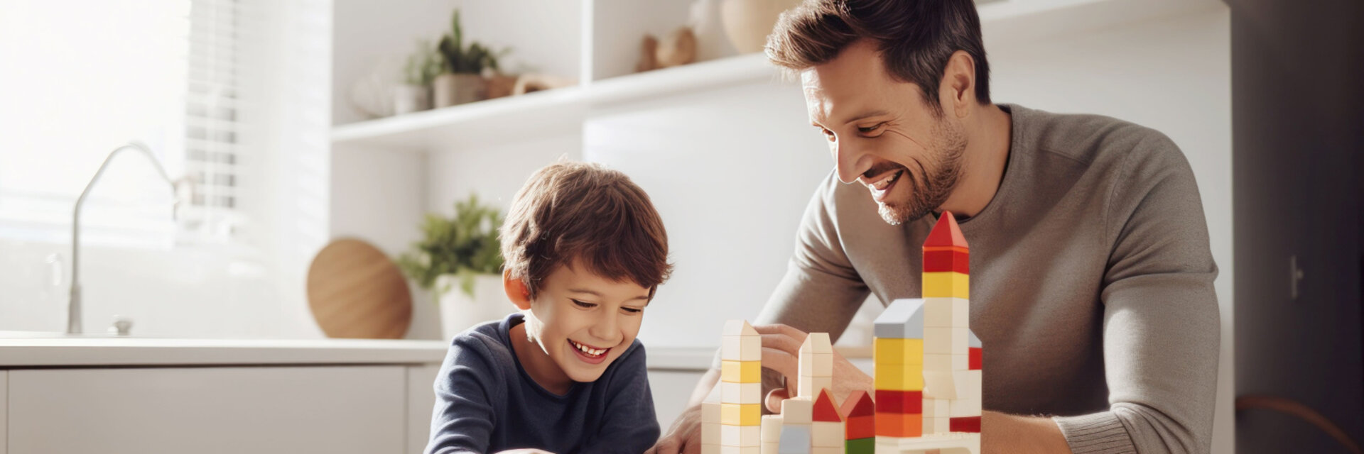 zehnder brand father and son playing 