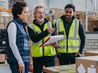 Verhaltenskodex für Lieferanten zwei männer und eine frau besprechen zehnder verhaltenskodex