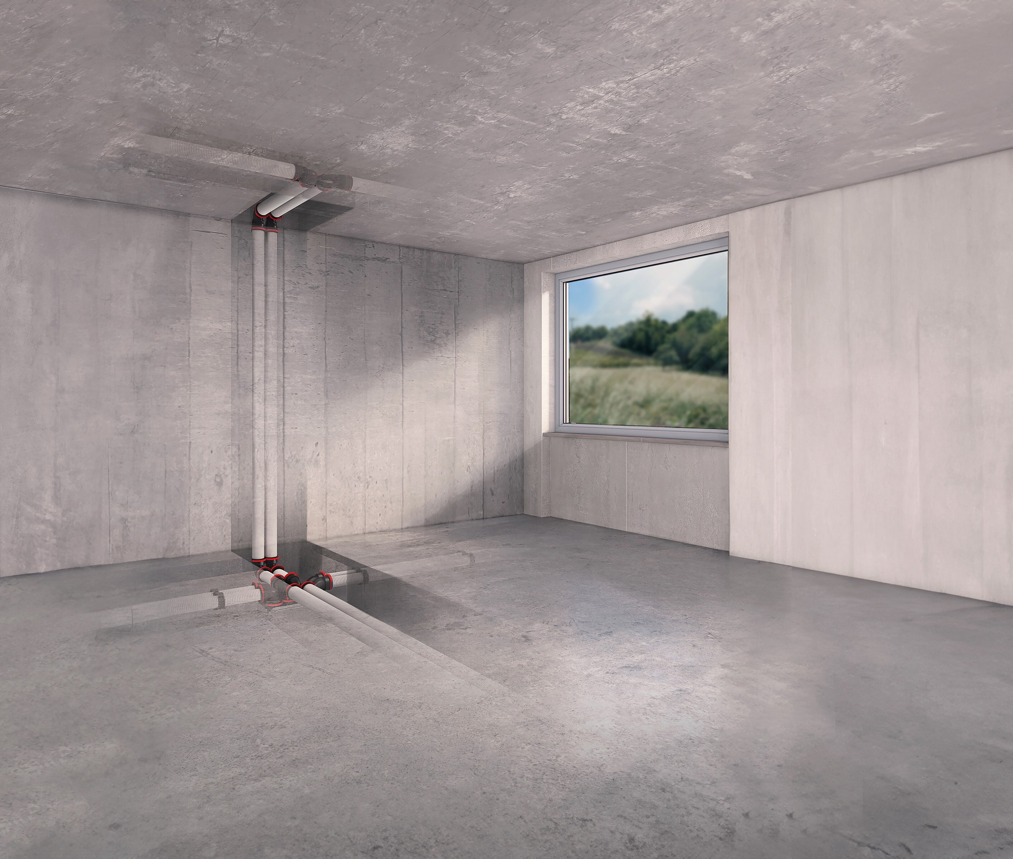 Air distribution system in an empty room